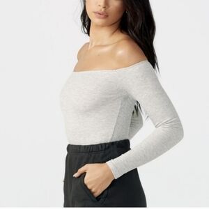 Joah Brown Black  Off-Shoulder Long Sleeve Top M/L Gently Used